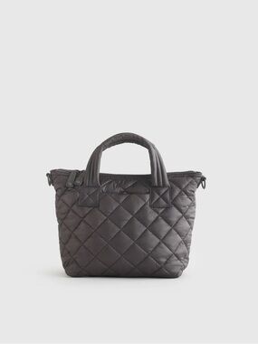 Quince Transit Quilted Small Crossbody Tote in Charcoal 864